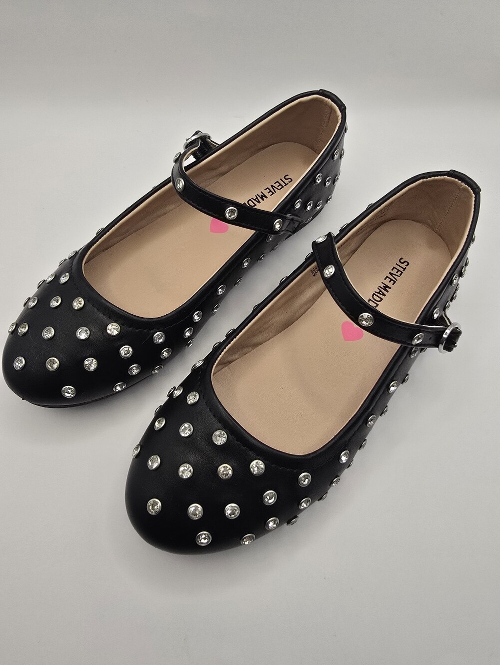 Steve Madden -  Kids Black Crystal-Embellished Mary Jane Flats